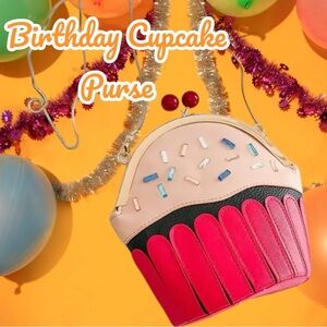 🆕 Birthday Cupcake Crossbody Purse with Rhinestone Sprinkles ‼️Unique Gift‼️